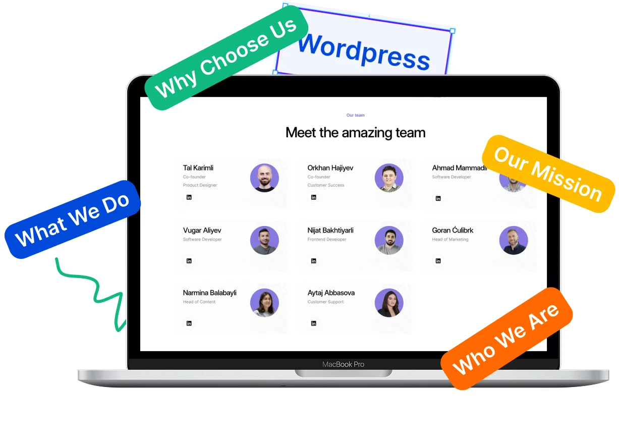 Our company team smiling in the office