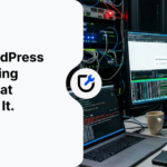 WordPress site down error on computer screen with developer troubleshooting server issues in data center environment