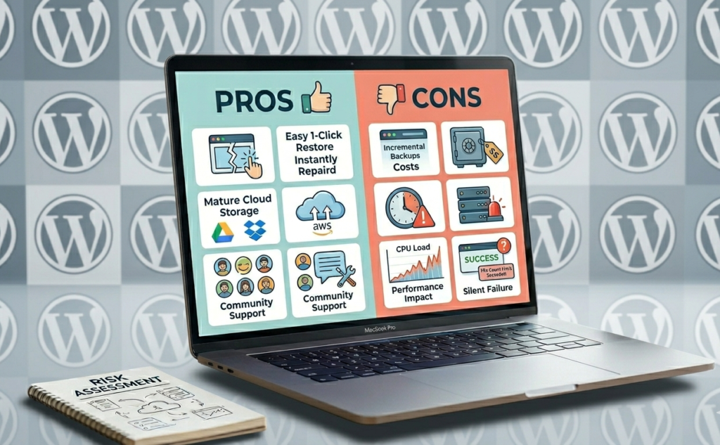 Image showing Pros and Cons of WordPress backup solutions