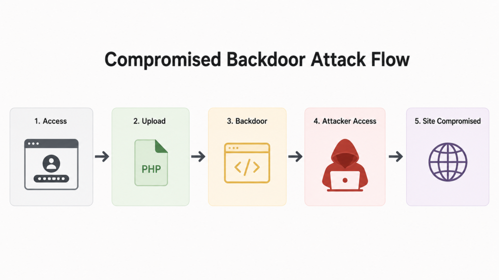 WordPress site hacked with hidden backdoor malware